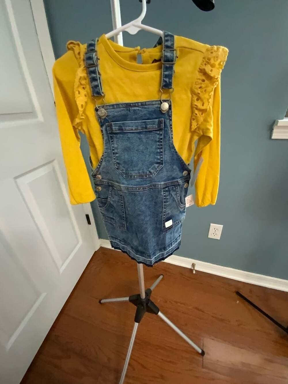 7 For All Mankind Denim Overall Skirt Set Size 2T Yellow
